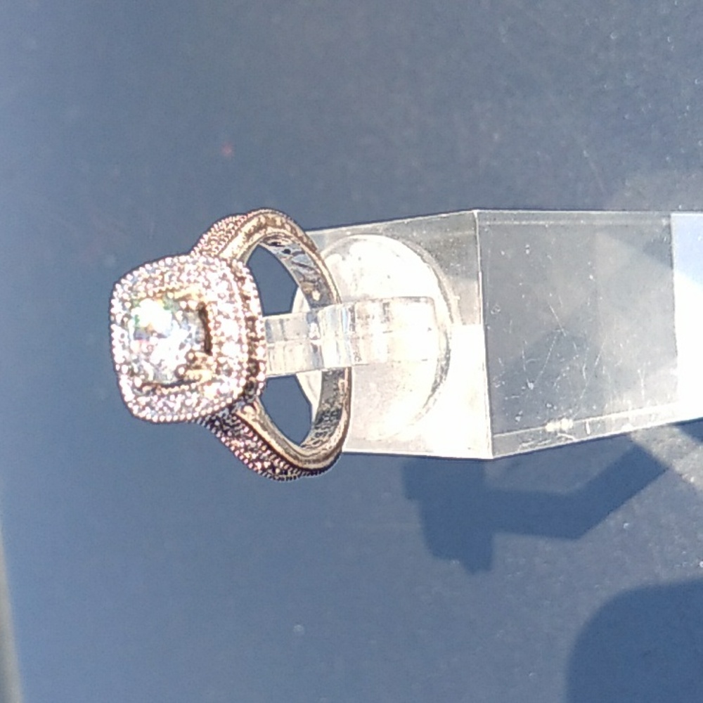 1.25 ctw halo white sapphire  engagement ring